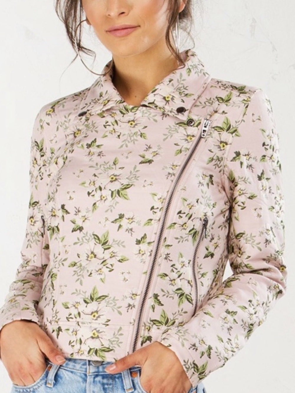 Blank NYC Floral Wild Flower Jacquard Moto Jacket
